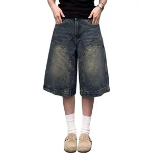 Baggy Jean Shorts for Women Jorts Y2k Low Rise Wide Leg Denim Shorts Goth Summer Jeans Loose Streetwear Retro Blue