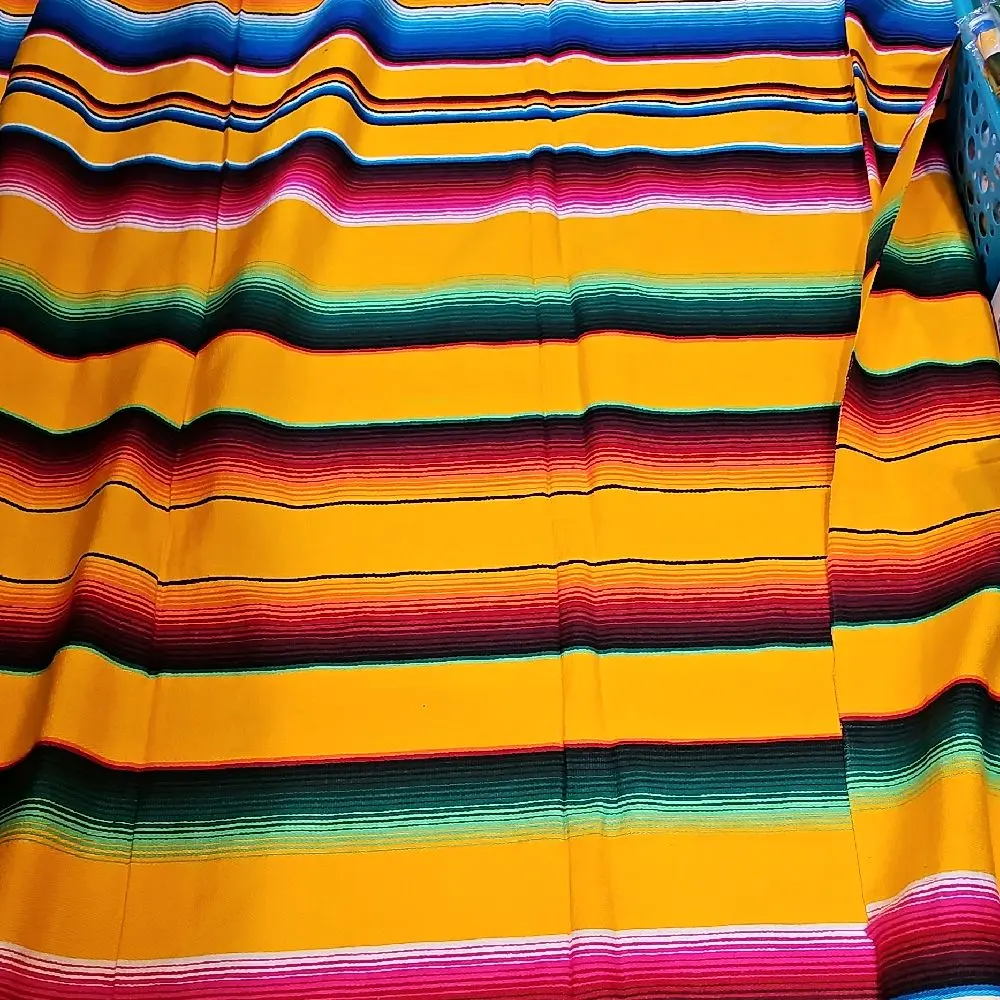 Vibrant Striped Table Cover for 6 People - Colorful Serape Design - Perfect for Festive Gatherings