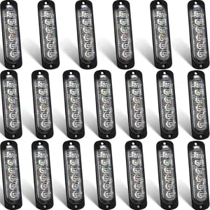 20 Pack LED Emergency Strobe Lights 6 LED Amber White Surface Mount Flashing Lights Warning Emergency Flashing Lights Construction Caution Lights for Truck off Road Car Firefighter Vehicles ATV SUV
