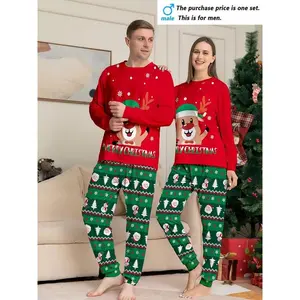 Christmas long-sleeve pants set for couples, reindeer pattern, Santa Claus, Christmas PJ couple matching, Christmas couple set, Christmas, couple matching, men’s pajama set, men’s pajamas, family Christmas, Christmas PI GARMENTARY