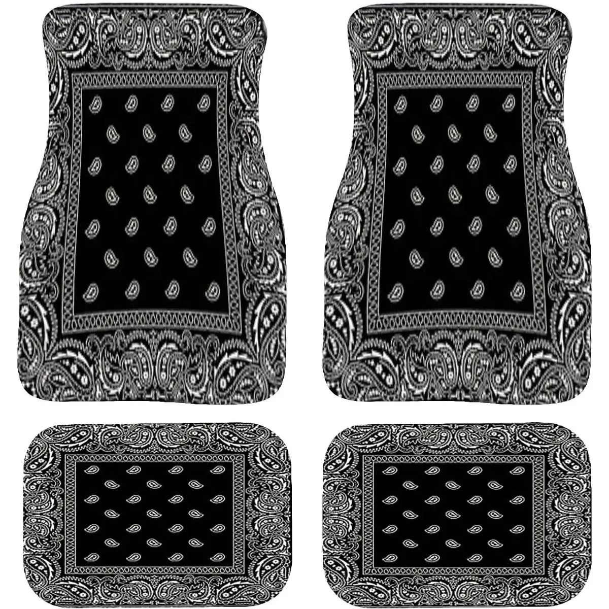 4PCS Moroccan Boho Vehicle Floor Mats - Anti-slip Back, Waterproof, Front & Rear Fit, Fashionable Car Interior Decoration Auto Accessories, Mat Floor Mats