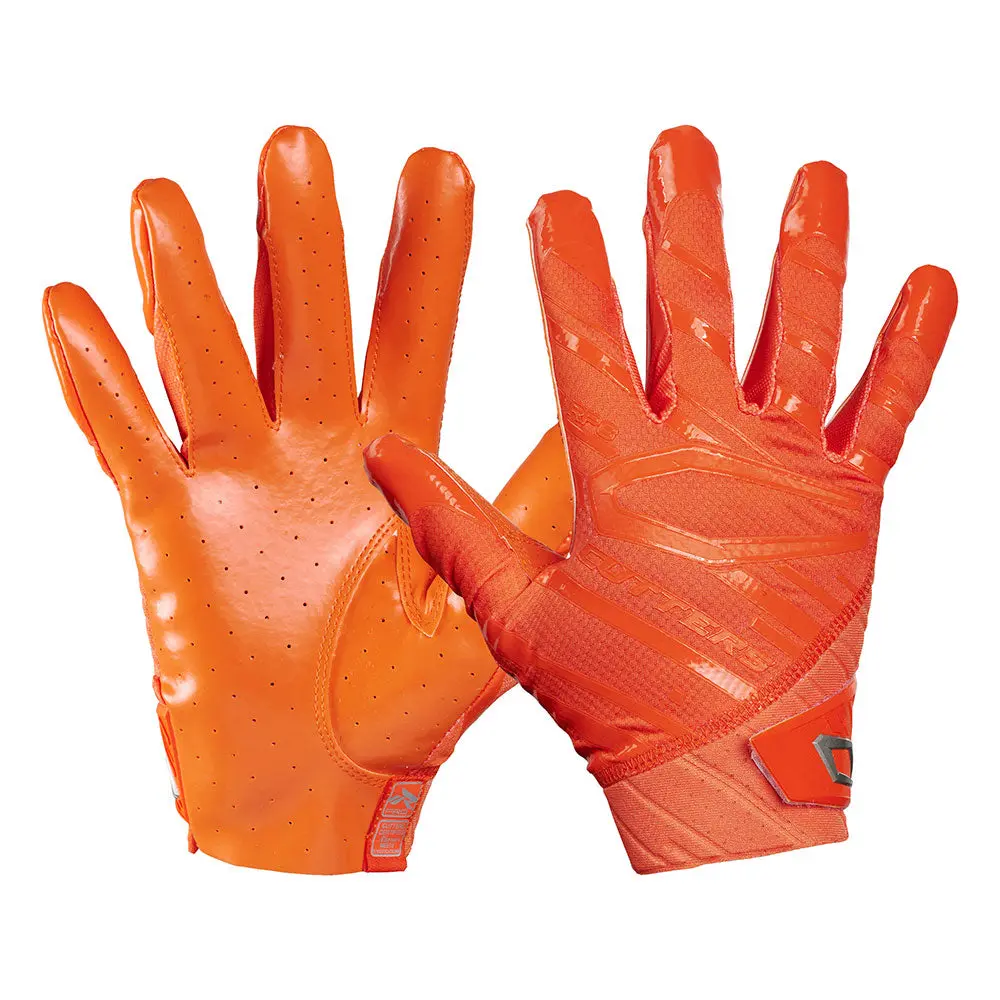 Cutters Rev Pro 6.0 Orange Football Receiver Gloves - Durable Design for Enhanced Comfort & Performance with Air C-TACK Grip & Lightweight Construction