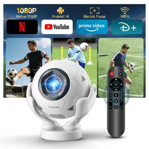 Magcubic HY320F Football Projector, 500ANSI Native 1080P 8K Supported, Google Voice Assistant，WiFi 6 Bluetooth 5.4, Android 14, Electric Focus Short Throw Mini Projector, Perfect for 2026 World Cup Home & Outdoor Theater