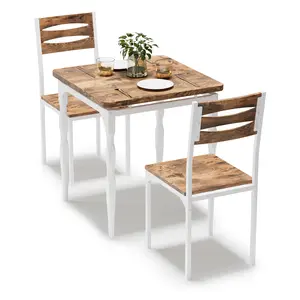 Classic 3-Piece Dining Table Set for 2 – Small Kitchen & Dining Room Furniture with Spiral Legs, Space-Saving Table and Chairs for Apartment or Home