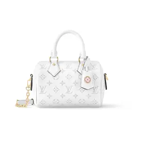 Louis Vuitton Speedy 20 Monogram Print Smooth Calfskin Shoulder Bag for Women in White