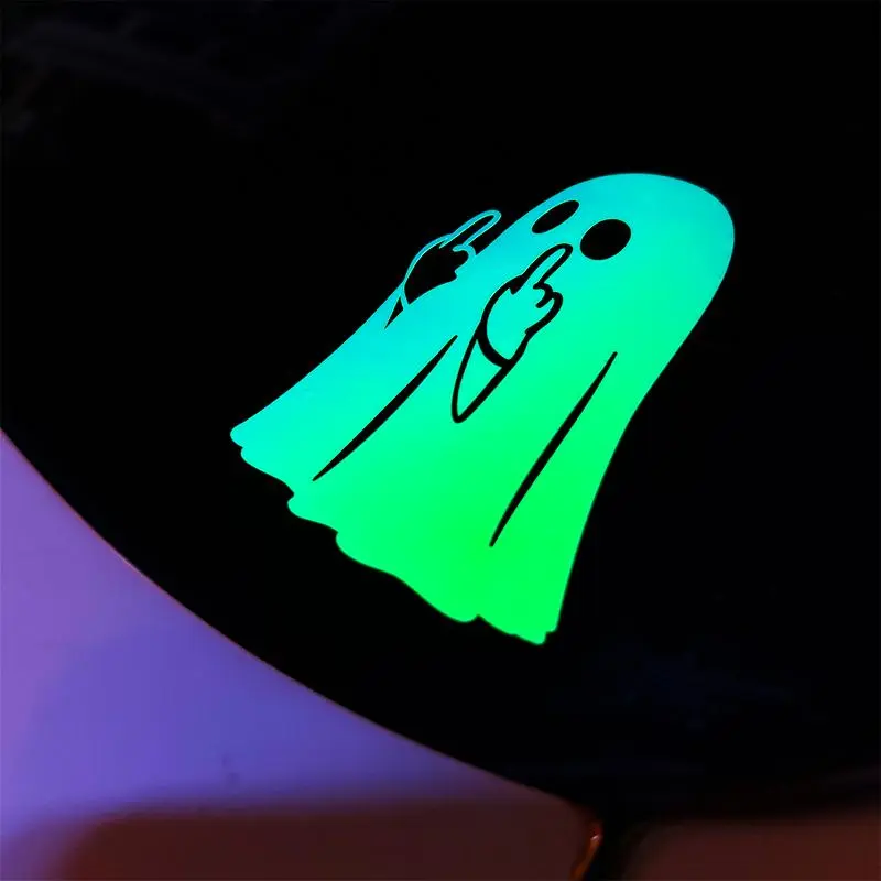 Ghostly Glow Middle Finger Ghost Decal Durable PVC Sticker for Car & Motorcycle 2/4 pcs Glow in The Dark & Reflective Design