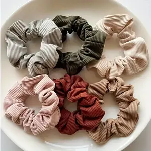 6pcs/pack Women Girls Microfiber Scrunchie Pack Knitted Fabric Lot Korean Japan Fashion Watermelon Scrunchies Set with Elastic Tie Band