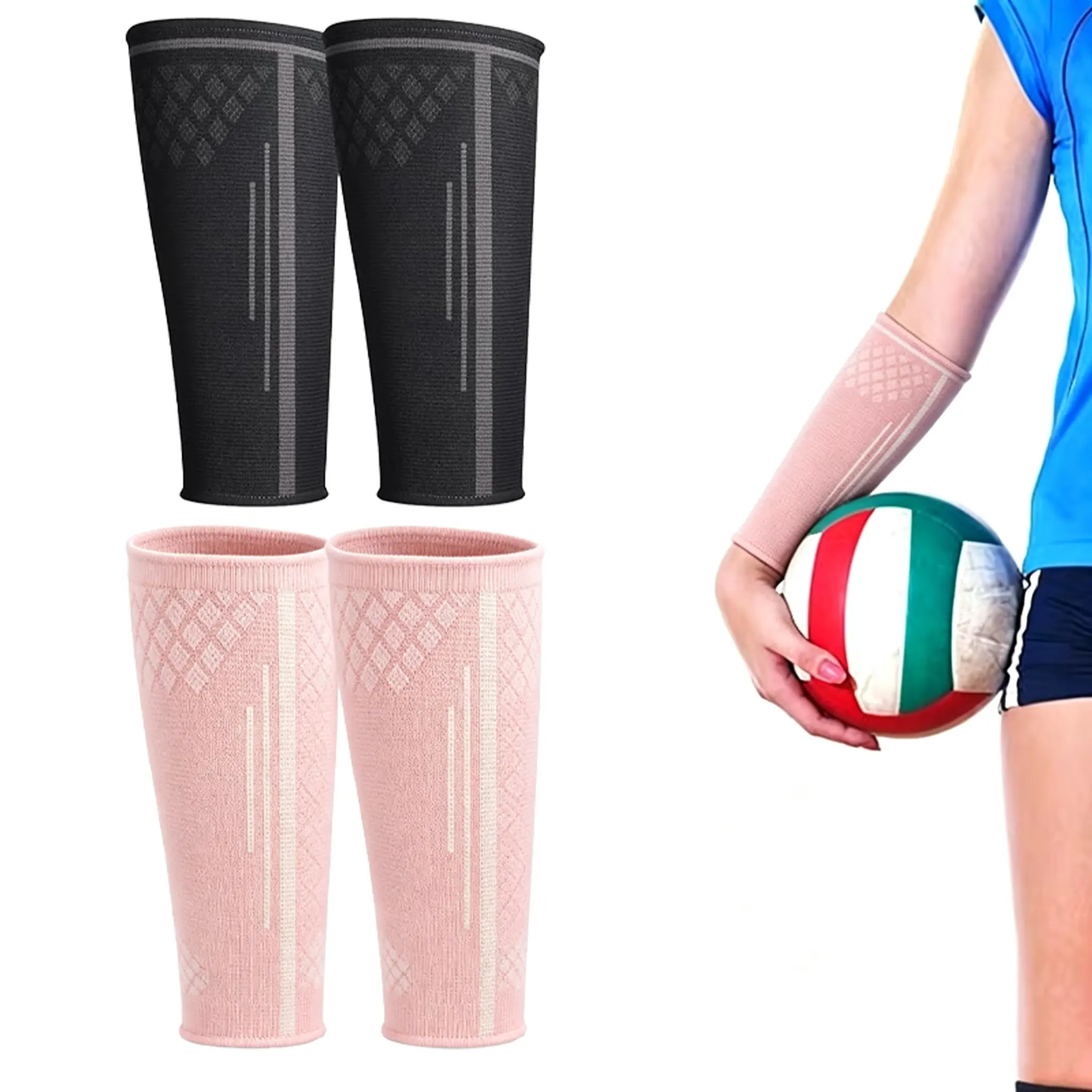 1 Pair Volleyball Arm Sleeves , Breathable Compression Arm Sleeves with Wrist Support, Elastic Sports Forearm Sleeves for Basketball Tennis Running Gym Workout, Sweat-Wicking UV Protection Athletic Sleeves, Lightweight Arm Warmers for Outdoor Sports