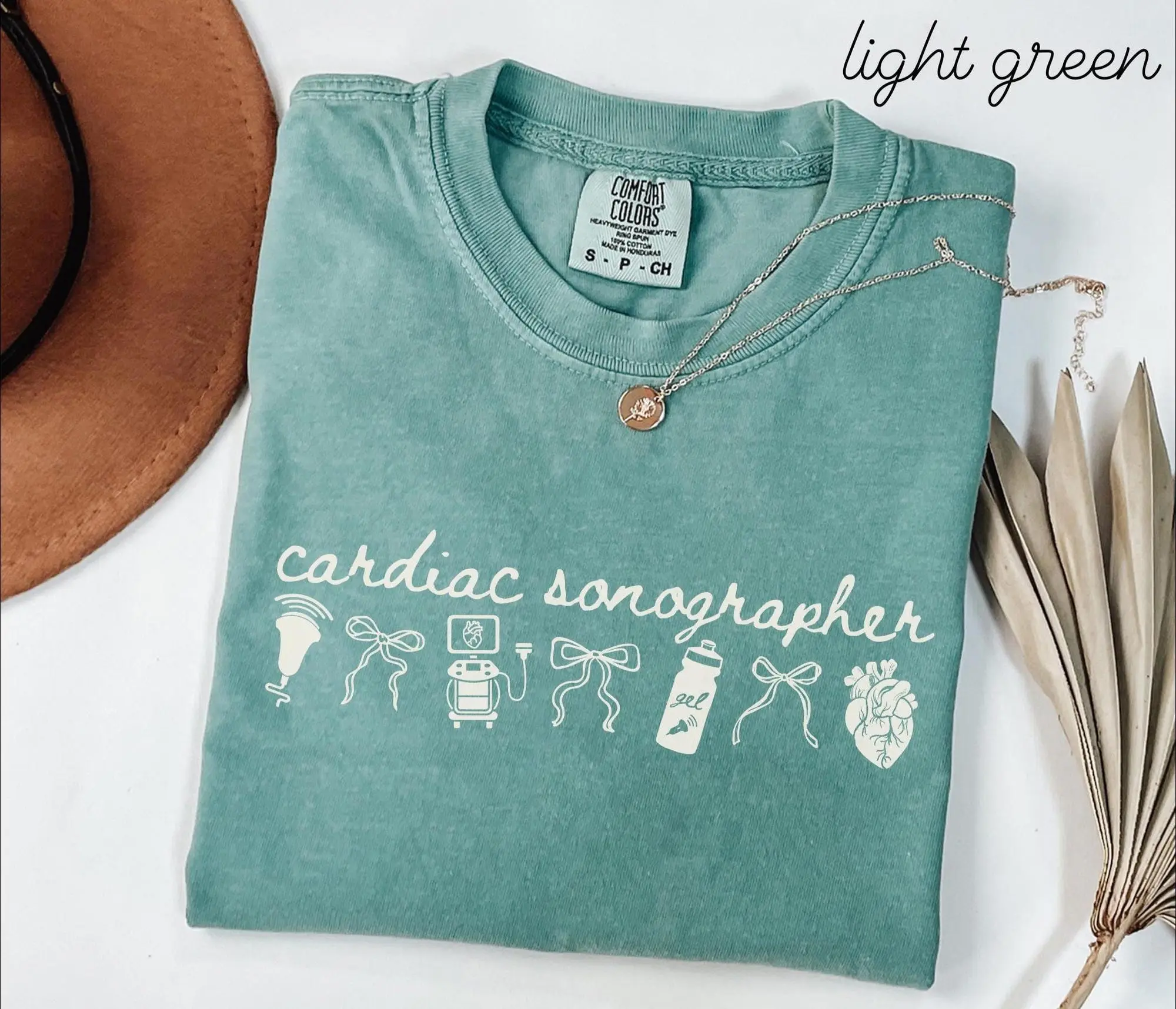 Cardiac Sonographer Comfort Colors Shirt, Coquette Bow Cardiovascular Ultrasound Tech Work Tee, Echocardiographer Gift, Cardiac Sono Tech
