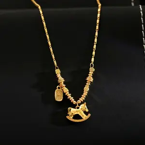 2026 Hot-Selling "Crushed Ice" Necklace for Women, Imitation Gold, Attracts Wealth and Fortune, Sweater Chain, Chinese Style "Crushed Gold" Necklace chain