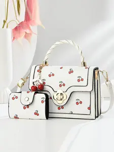Elegant Camellia Floral Handbag, New Print Crossbody Small Square Bag with Scarf, Perfect for Daily Use, Shopping, Birthday Gifts