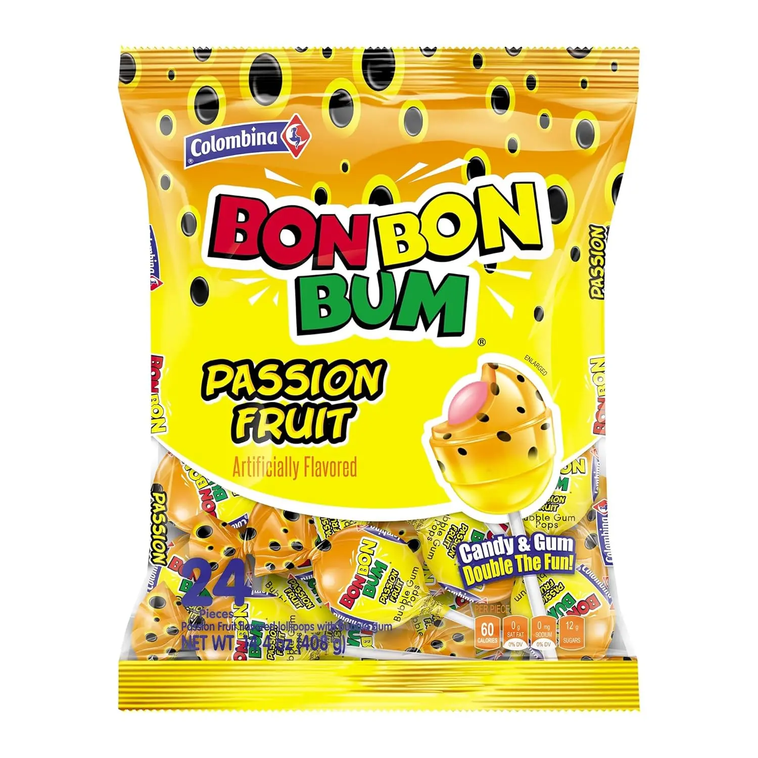 Bon Bon Bum Lollipops Tropical Passion Fruit Flavor, 24 Count (Pack of1) Bon Bon Bum Lollipops Tropical Passion Fruit Flavor, 24 Count (Pack of1)