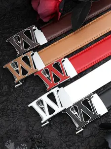 Classic W Letter Automatic Buckle Belt Adjustable Length, Fashion Men's Accessory for Formal and Casual Occasions
