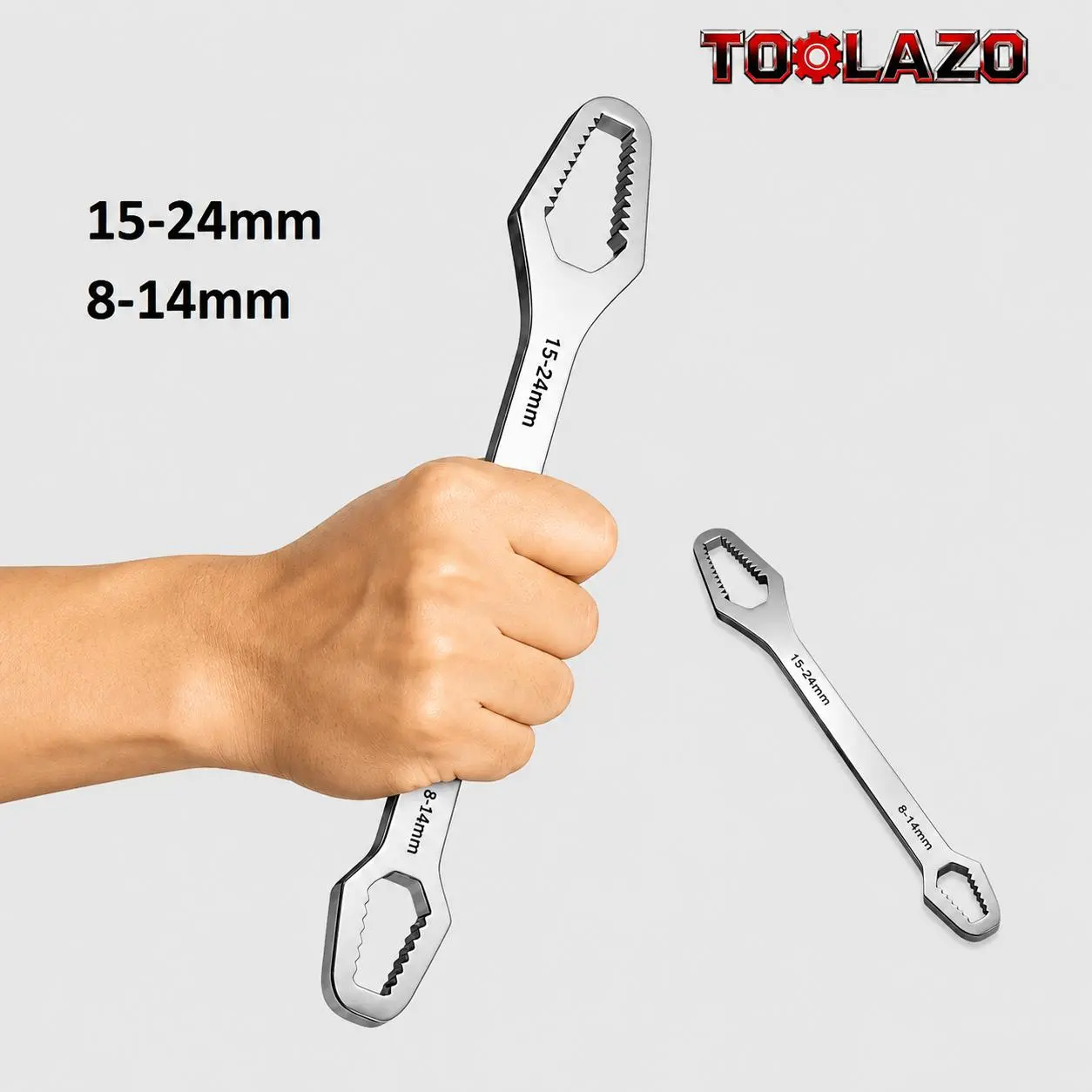 Stainless Steel Dual-Ended Self-Tightening Open-EndWrench 8-24mm Universal Fit, Star-Shaped AdjustableGrip, Non-Slip Precision Fit, High-Carbon Steel Core forHome DIY, Auto & Motorcycle Repair, Bicycle Maintenance