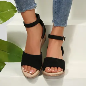 Women's Casual Espadrille Wedge Sandals Adjustable Ankle Strap Open Toe Slippers