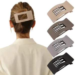 4 Pack French Flat Hair Clips for Women – Large Matte No-Slip Claw clips for Thick & Thin Hair, Strong Hold Styling Barrettes Accessories (Neutral) alligator headband