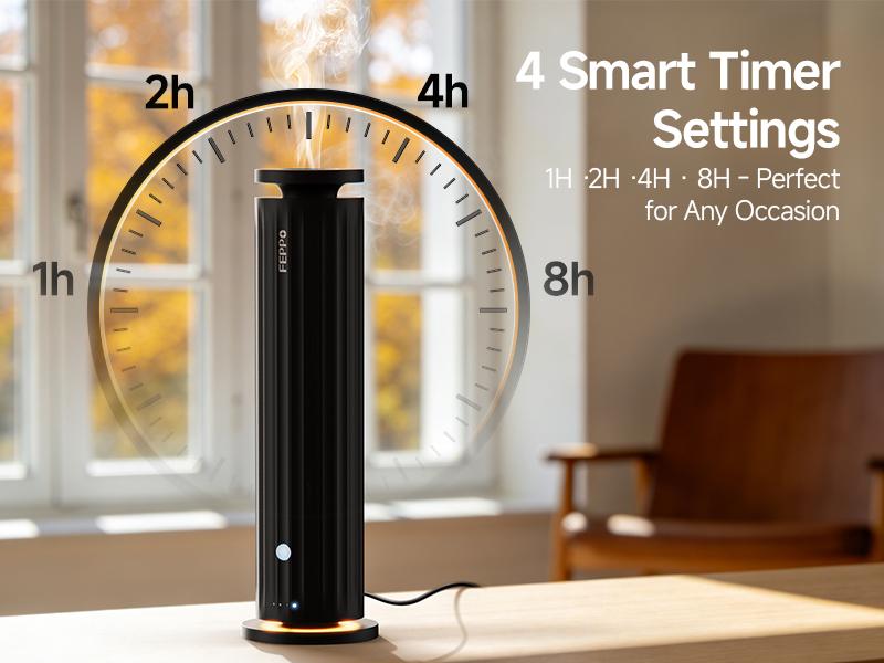 FEPPO Waterless Diffuser - Cold Air Waterless Essential Oil Diffuser Starter Kit with 5x20mL Hotel Scent Oils, Quiet Smart Scent Diffuser, 6 Intensity, Timer, 1000 Sq. Ft for Home, Office, Hotel, Yoga #Summervibes