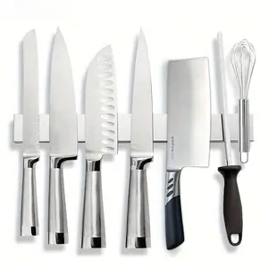 1pc, 20 Inch Stainless Steel Magnetic Knife Block, Wall-Mounted Knife Holder, Magnetic Strip, Kitchen Gadgets, Knifeholder