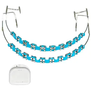 2pcs Fashionable Colorful False Teeth Grillz, Metal Dental Jewelry, Party Fun Photo Props, Hip Hop Style, Party Accessories