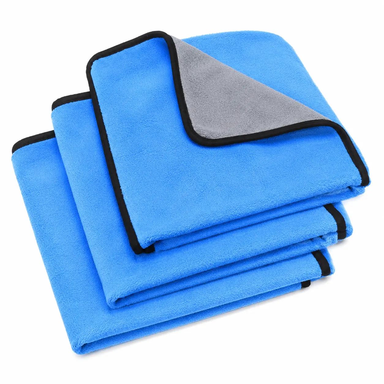 3-Pack Universal Microfiber Cleaning Cloths (30x40cm/12x16in) - High Quality Fabric Multipack, Water Absorbent Home Care Supplies, No-Scratch, Fast-Drying for Car Polishing & Detailing