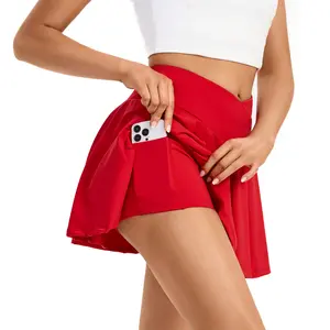 Pleated Mini Tennis Skirt Athletic Workout Golf Crossover Skirts for Women with Pockets Shorts underneath Flowy Cute Sweat Skort Girls Fashion Trendy Clothes Casual Summer 2025 Dress Outfits