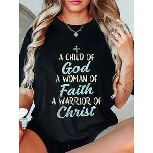 100% Cotton Child God Woman Faith Warrior Christ Jesus Christian Gift T-Shirt