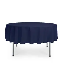 70 Inch Round Polyester Tablecloth Navy Blue