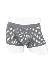 1pcs Men's Fashion Boxer Briefs Underwear Solid Color Large Mesh Breathable Butt Lifting