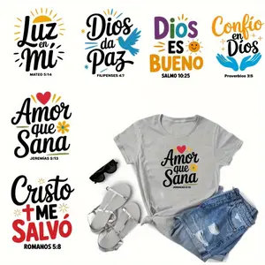 6Pcs Colorful Iron On Patches Bible Verses Matthew 5:6 Psalm 27:1 Jeremiah 31:3 Roman 5:8 1 Corinthians 12:27 John 3:16 for T Shirts Hoodies Fabric Decoration