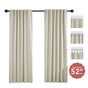 3 Hanging Styles Solid Color Curtains(2 Panels , 52 Inch Width) – Modern Blackout Drapes, Christmas Decor, Home Decoration for Living Room, Bedroom, Summer Home, Christmas Gifts & Decorations
