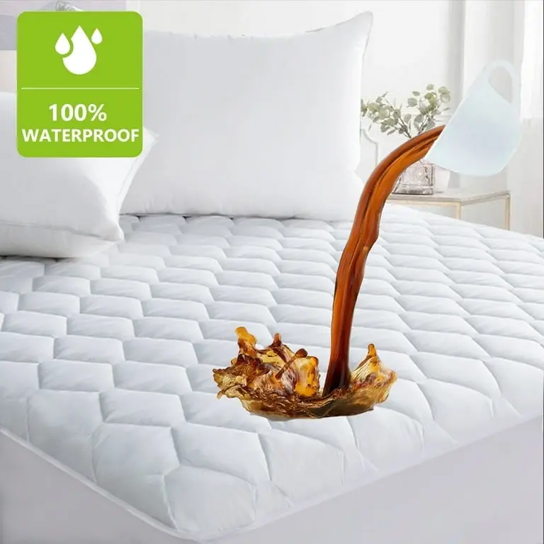 100% Waterproof Quilted Mattress Protector Breathable & Soft Fitted Sheet Cover