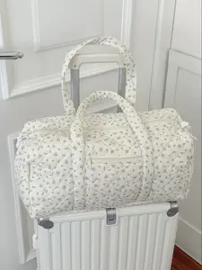 Small Floral Boston Bag, Travel Bag, Christmas Gift, Large-Capacity Multifunctional Cute Mini Ruffle Handbag, Traveling Bag