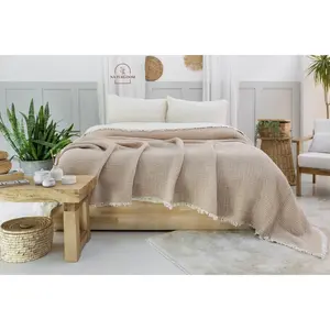 8 Layer Organic GOTS Certified Muslin Quilt, Cooling Cotton Blanket, Soft Breathable Bedding