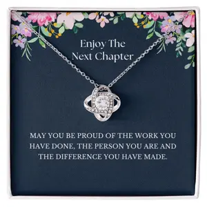 New Job Gift for Women Enjoy the Next Chapter Necklace Gift for her Service Appreciation Retirement New Beginnings Gifts 14k White Gold Over Stainless Steel Adjustable Chain Cubic Zirconia Crystal Pendant