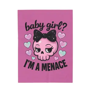 Skull Menace Velveteen Plush Blanket - Soft and Cozy Girly Throw, Halloween Home Decor, Gothic Bedroom Accent, Emo Gifts, Black Sugar Skull