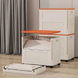 2026 Upgraded Heavy-Duty Reinforced Load-Bearing Clothes Storage Box, Durable Solid Plastic, Large Capacity Flip-Top Organizer for Bedroom Clothing and Quilts, Foldable with Wheels and Lid, Ideal for Renters