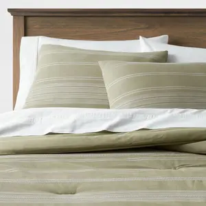 Threshold Comforter Set Cotton Lightweight, Moss Green/White, Twin/TwinXL