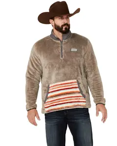 Hooey Men's Men'S Stripe Pocket 1/4 Zip Fleece Pullover - Hj077gy