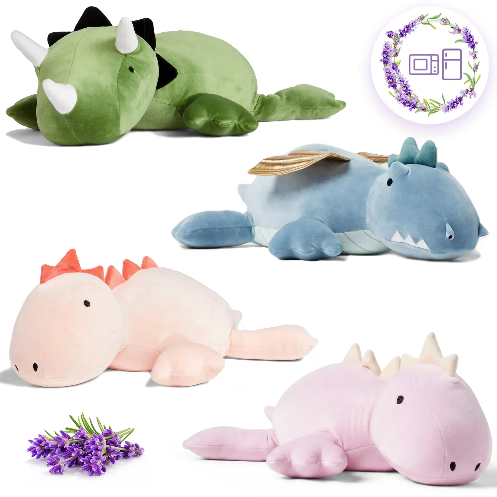 1.4 LB Weighted Stuffed Triceratops,Stegosaurus Animals Plush - 16 Inch Squished Long Dinosaur Jumbo Pillow - Kawaii Plushies Hugging Toy Gifts for Kids - Soft Green Dino Stuffed Animal Toy (Triceratops, Stegosaurus)