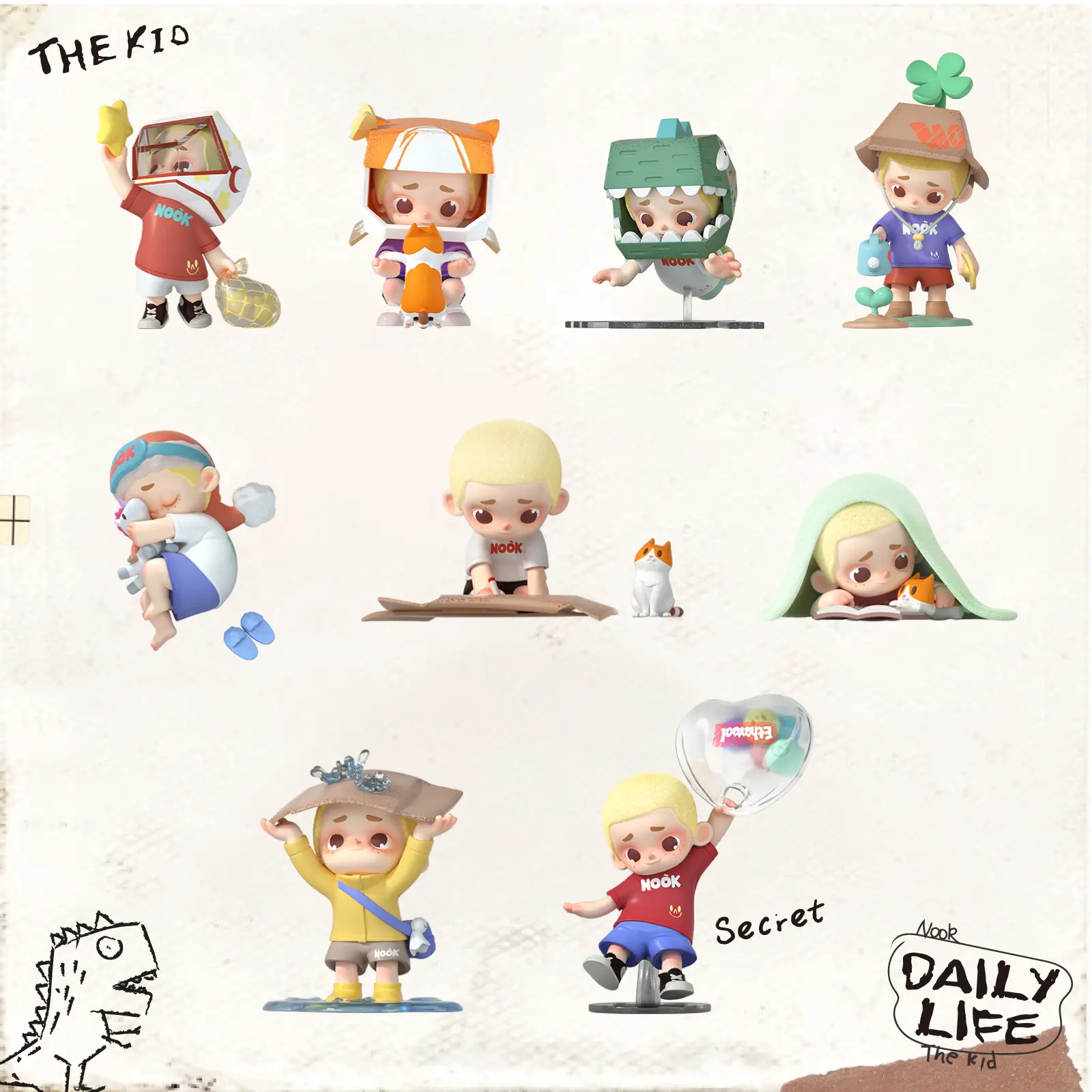52TOYS Nook The Kid Action Figure Collectible Toy Kawaii Creative Gift Room Decor Desktop Decoration Gift for Birthday Party Figurine