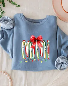 Mimi Christmas Red Ribbon Theme Grandma Garment Dyed Comfort Colors Sweatshirt