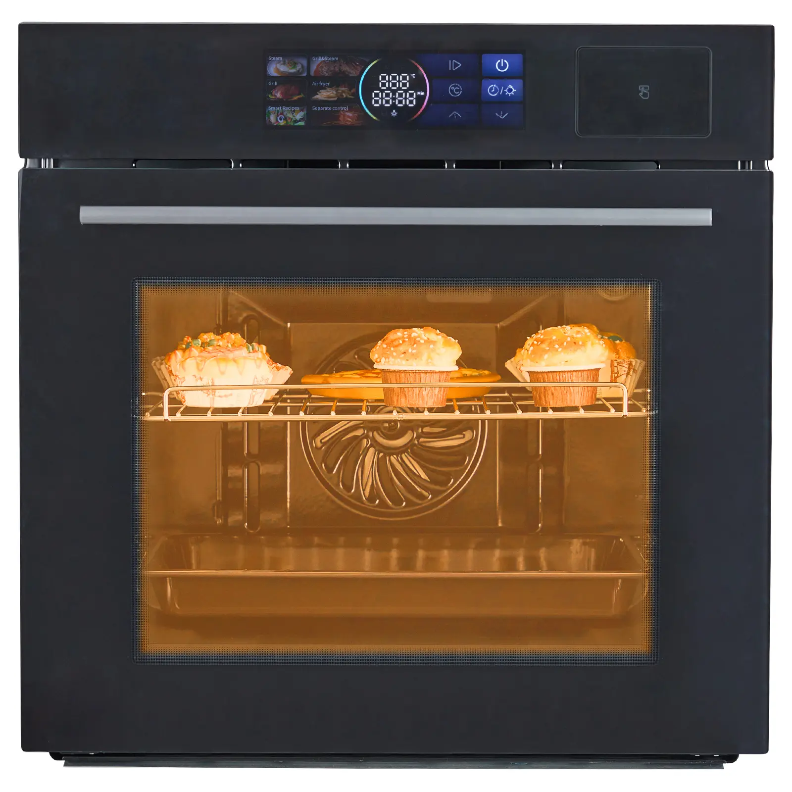 24" Built-In Electric Oven, 70L Single Wall Ovens, 3000W Convection Wall Oven with 8 Automatic Recipes, Air Frying Function, Touch Control, Stainless Steel, ETL Certified