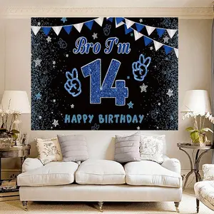 Party Backdrop 1pc Brother I'm 14 Backdrop Banner 14th Birthday Party Background Supplies 14 Years Old Big Brother 14th Birthday Party Photography Background Decoration 90.5x70.8inch