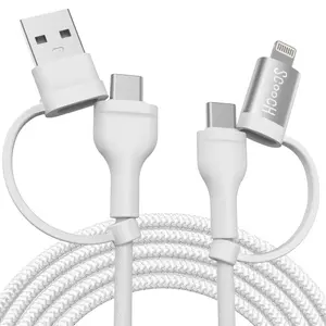 JuiceCord 4-in-1 - 60W Charging Cable (4FT) with USB-A, USB-C, and Lightning Charger Plastic