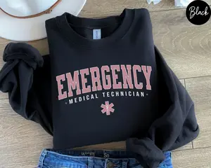 Emergency Medical Technician Sweatshirt, EMT Crewneck, Emt Gifts, Ems Paramedic Shirt, First Responder Pullover Cotton Fabric