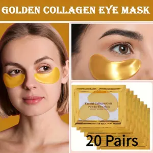 20 Pairs Golden Collagen Eye Masks - Hydrating Gel Pads with Hyaluronic Acid & Glycerin, for Puffiness & Wrinkles, Unisex Design for All Light Beige Types, Luxury Gift for Women & Men, Skincare Routine, Gold Eye Patches