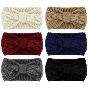 Winter Headbands for Women, 6 count Wide Knotted Knitted Headbands Ear Warmers Ear Muffs Ear Covers Thick  Wraps Turbans Cold Weather Christmas Hair Accessories for Women Gifts