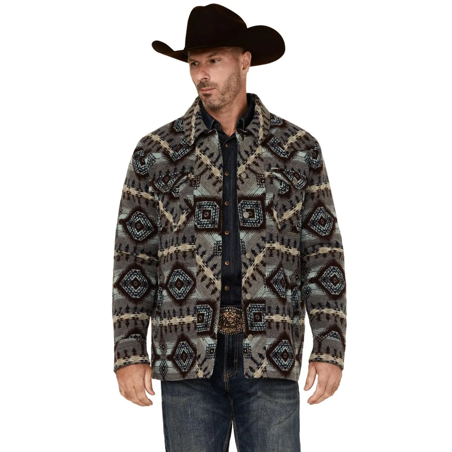 Powder River Outfitters Men's Southwestern Print Snap Jacket - Dm92c04058