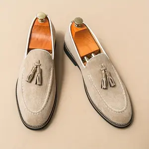 Men's Casual Tassel Loafer Slip-On Shoes - Breathable, Lightweight PU Footwear with Rubber Sole for Business, Office - Suitable for Spring, Summer