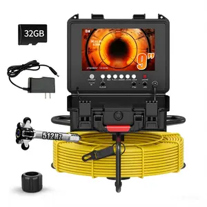 【Summervibes】Sewer Camera with 512hZ, Self Leveling, Distance Counter, 7MM Thicker Cable, 100Ft/30M Pipe Inspection Cameras with 9'' 1080P Monitor, Video Drain Camera IP68 Industrial Borescope Snake, 32GB